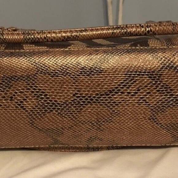 Women’s Sag Harbor Double Handle Tote Shoulder Snake Woven Print Linen Lining - Picture 3 of 4